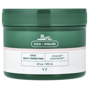 VT Cosmetics - Discos Tônicos Faciais Calmantes Cica Mild Toner Pad 60 Unidades