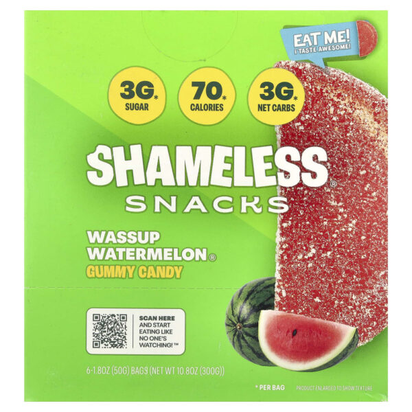 Wassup Watermelon Goma 6 Sacos 50 g Cada - Shameless Snacks