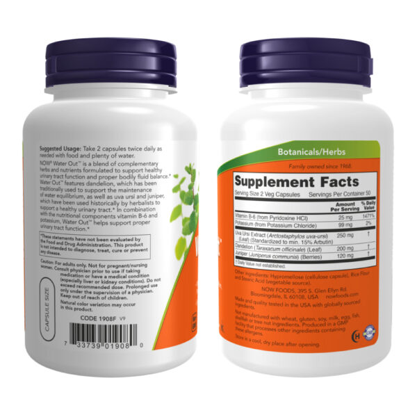Water Out Fluid Balance 100 Veg Cápsulas - Now Foods