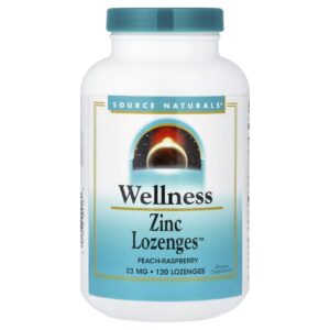 Wellness Zinco Lozenges Sabor Pêssego e Framboesa 120 Pastilhas - Source Naturals
