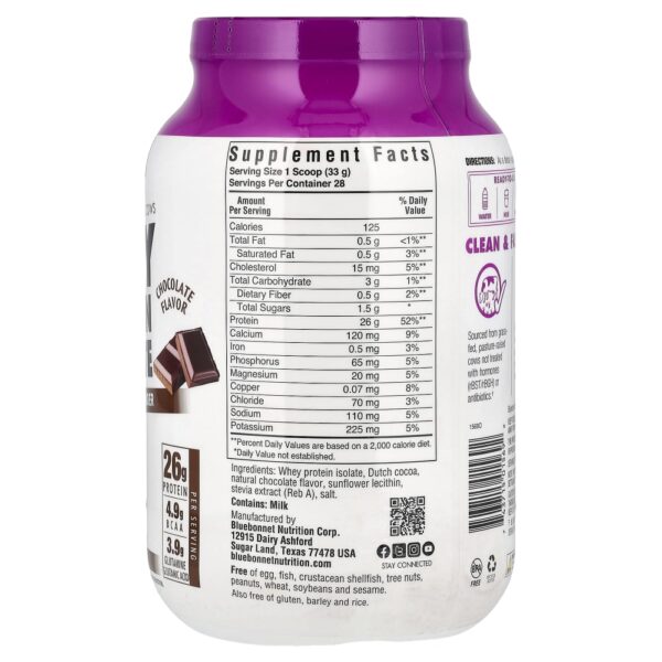 Whey Protein Isolado Chocolate Natural 924g - Bluebonnet Nutrition