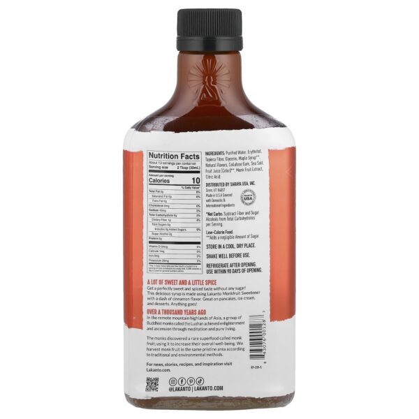 Xarope Adoçado com Fruta dos Monges Sabor Bordo e Canela 384 ml - Lakanto