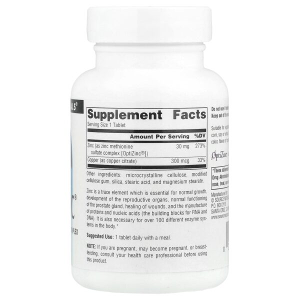 Zinco OptiZinc 240 Comprimidos - Source Naturals