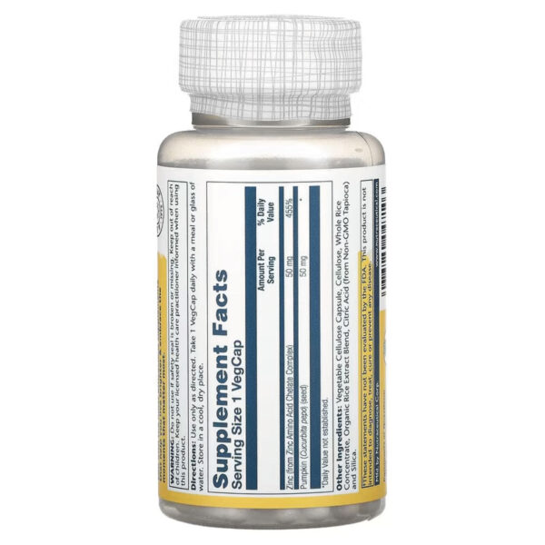 Zinco 50mg 100 Veg Cápsulas - Solaray
