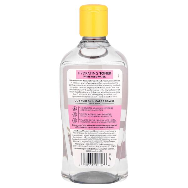 Dickinson Brands - Hamamélis Original Tônico Hidratante com Água de Rosas Sem Álcool 475 ml