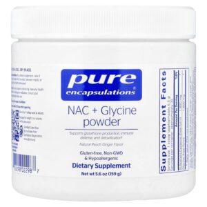 Pure Encapsulations - NAC + Glicina em Pó Pêssego e Gengibre Naturais 159 g
