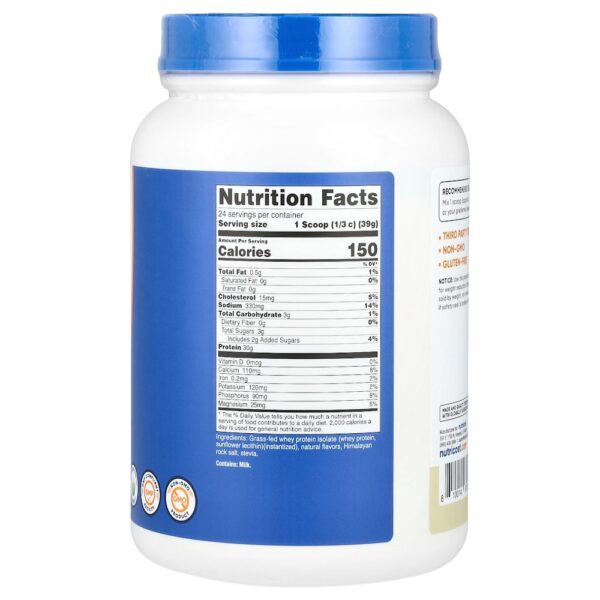 Nutricost - Isolado de Proteína Whey de Gado Criado no Pasto Baunilha 907 g