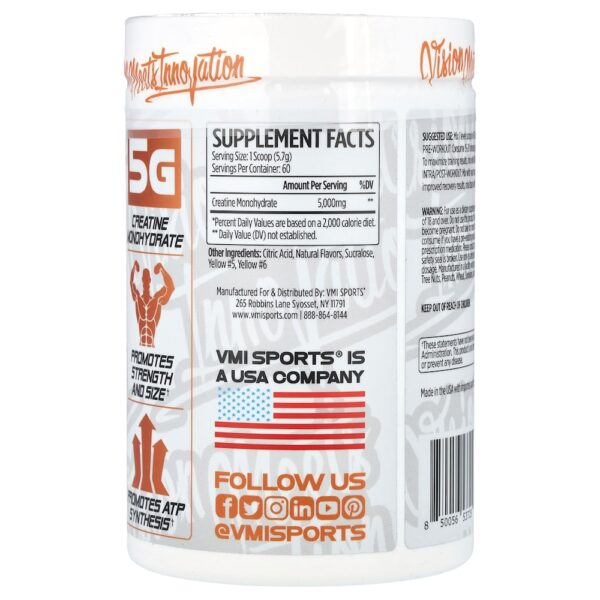 VMI Sports - Creatina Mono-Hidratada Anéis de Pêssego e Manga 342 g