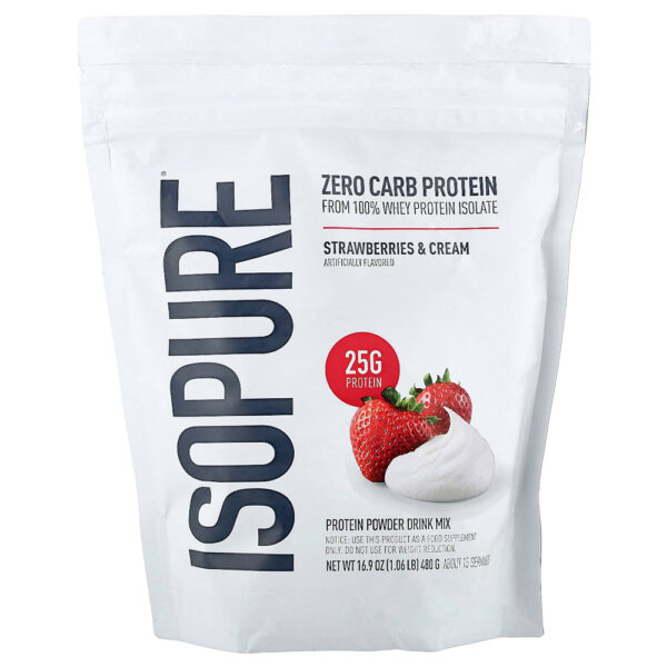 Isopure - Proteína em Pó Sem Carboidratos Morangos e Creme 480 g