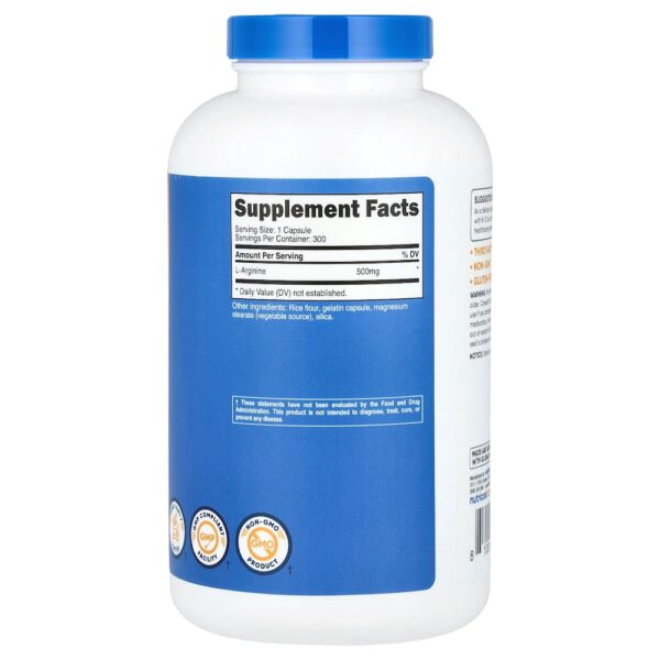 Nutricost - L-Arginina 500 mg 300 Cápsulas