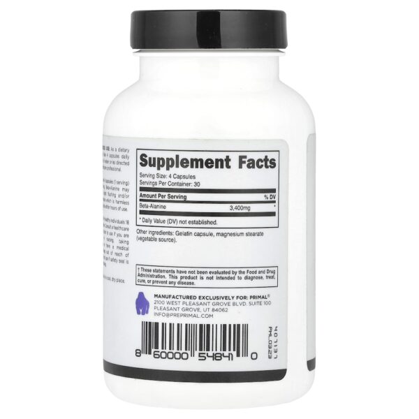 PrePrimal - Beta-Alanina 120 Cápsulas (850 mg por Cápsula)