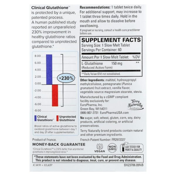 Terry Naturally - Clinical Glutathione 60 Comprimidos de Dissolução Lenta (150 mg por Comprimido)