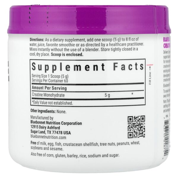 Bluebonnet Nutrition - Creatina Micronizada em Pó Sem Sabor 300 g