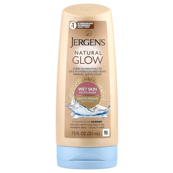 Jergens - Brilho natural hidratante para pele molhada pele clara a média 220 ml