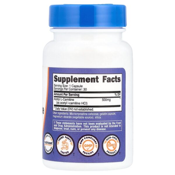Nutricost - Acetil L-Carnitina 500 mg 30 Cápsulas