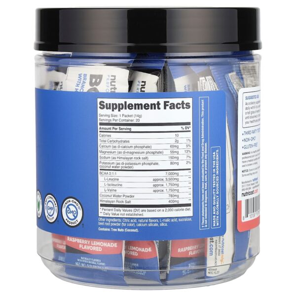 Nutricost - Performance BCAA+ Limonada com Framboesa 20 Embalagens 14 g Cada