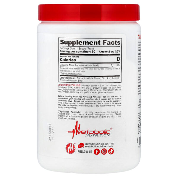 Metabolic Nutrition - Creatina Plus Micronizada Framboesa Azul 420 g