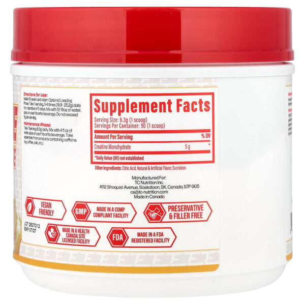TC Nutrition - Creatina Mono-Hidratada Anéis de Pêssego 90 Porções 567 g