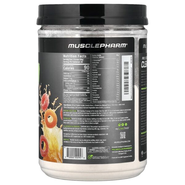 MusclePharm - Pro Series Clear-ISO Mistura para Bebida de Proteína em Pó Rings de Pêssego Azedo 520 mg