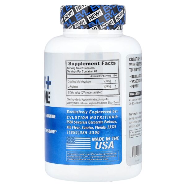 EVLution Nutrition - Creatina e L-Arginina 120 Cápsulas Vegetais