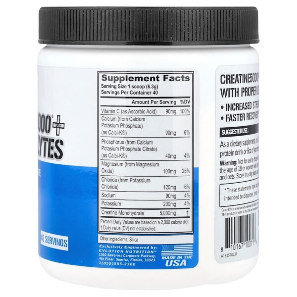 EVLution Nutrition - Creatine5000 com Eletrólitos Sem Sabor 250 g