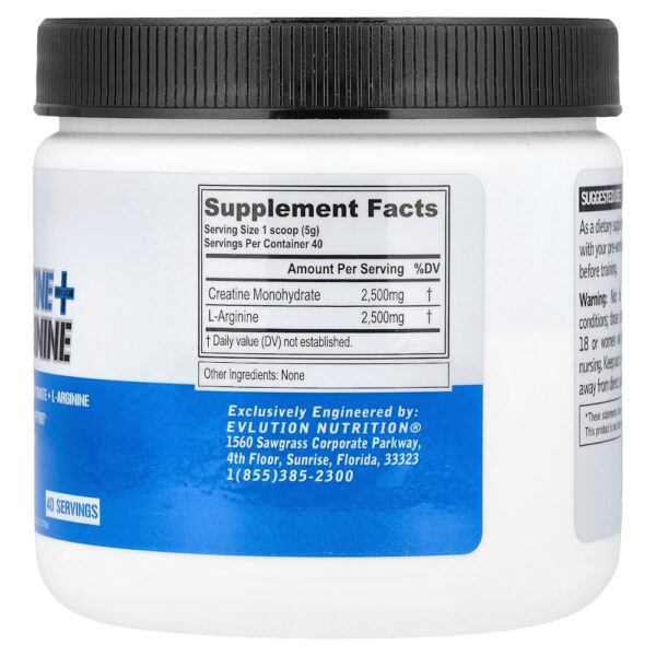 EVLution Nutrition - Creatina + L-Arginina Sem Sabor 200 g