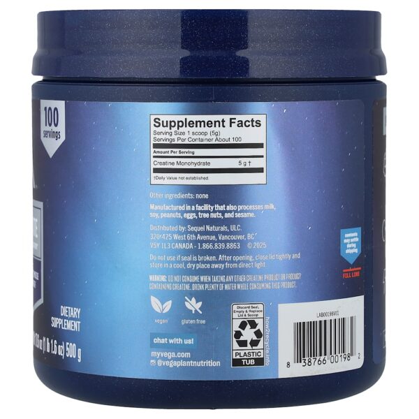 14-27.jpg Vega - Creatina Mono-Hidratada Sem Sabor 500 g (454 g 45 g)