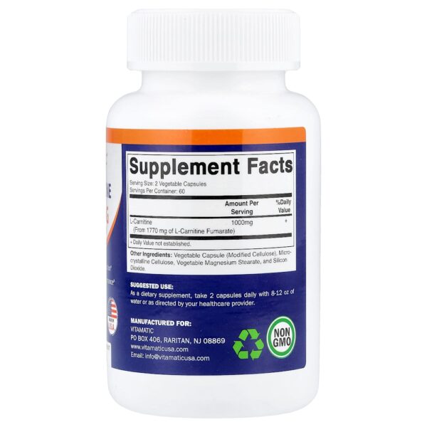 Vitamatic - L-Carnitina 120 Cápsulas Vegetais (500 mg por Cápsula)