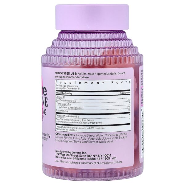 Lemme - Creatina Gomas Tonificadoras Corporais Sabor Morango Azedo 60 Gomas