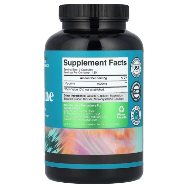 Nature's Craft - L-Tirosina 240 Cápsulas (500 mg por Cápsula)