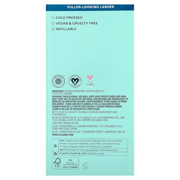 144.jpg Cliganic - Dose of Intense Moisture Conjunto para Cílios e Sobrancelhas com Óleo de Rícino Orgânico 475 ml