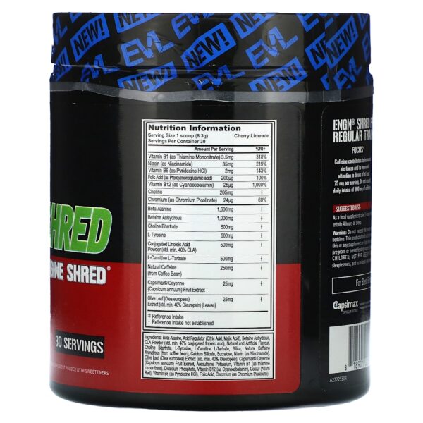 EVLution Nutrition - ENGN Shred Pré-treino com Motor Shred Limão de Cereja 249 g