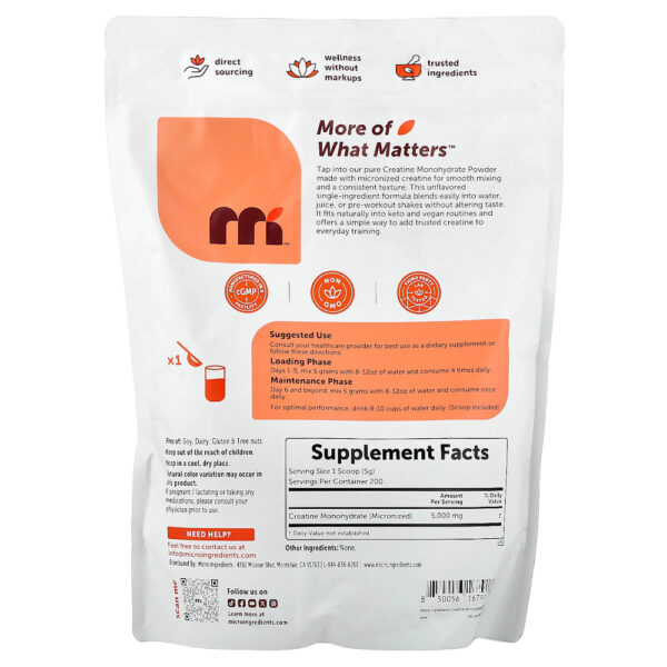 Micro Ingredients - Creatina Mono-Hidratada em Pó Sem Sabor 1 kg