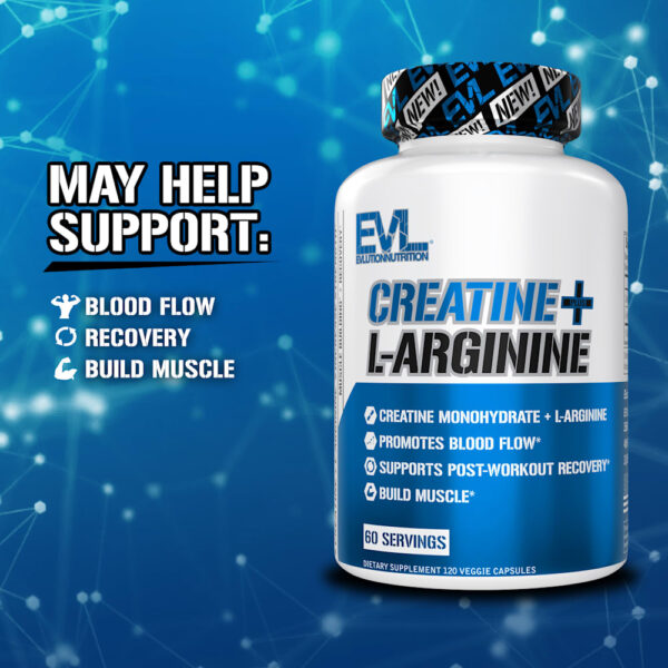 EVLution Nutrition - Creatina e L-Arginina 120 Cápsulas Vegetais
