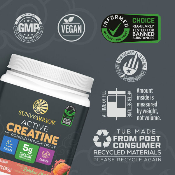 Sunwarrior - Creatina Mono-hidratada Ativa Sherbet Arco-Íris 335 g