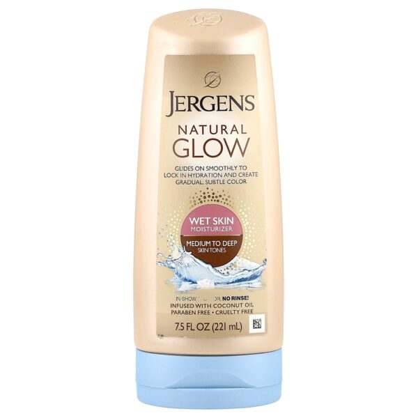 Jergens - Natural Glow Hidratante para pele molhada pele média a bronzeada 221 ml