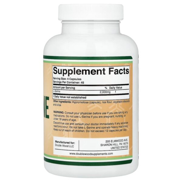 Double Wood Supplements - L-Serina 180 Cápsulas (500 mg por Cápsula)