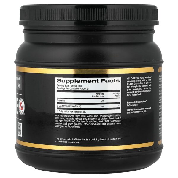 California Gold Nutrition - Sport L-Glutamina em Pó AjiPure Sem Glúten 454 g