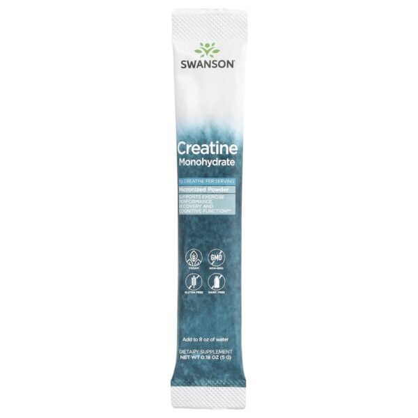 Swanson Vitamins - Creatina Mono-hidratada Sem Sabor 30 Embalagens Stick-pack 5 g Cada