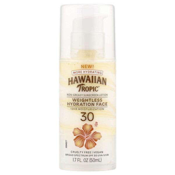 Hawaiian Tropic - Hidratação sedosa face leve loção não oleosa com protetor solar FPS 30 50 ml