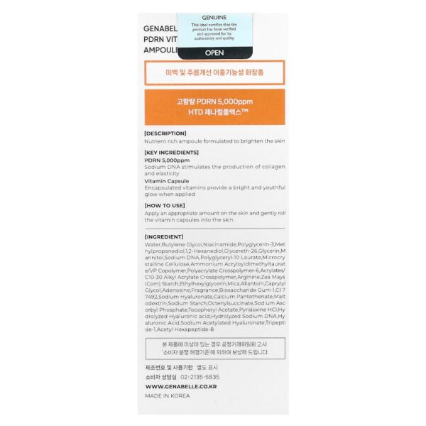 Genabelle - Ampola Tonificadora PDRN Vita 30 ml