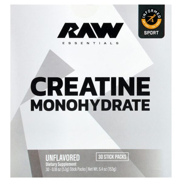 Raw Nutrition - Essentials Creatina Mono-Hidratada Sem Sabor 30 Embalagens 5 g Cada