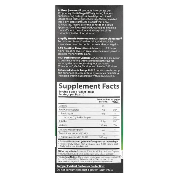 Aurora Nutrascience - Creatina Active-Liposomal Plus GAA e R-ALA 10 Embalagens de 18 g Cada