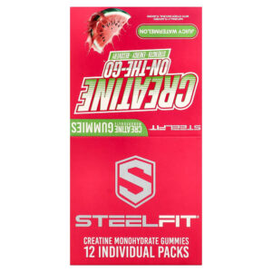 SteelFit USA - Creatine On-The-Go Gomas de Creatina Mono-hidratada Melancia Suculenta 12 Embalagens 22 g Cada