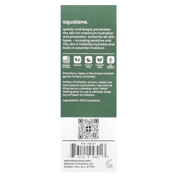 Natural Outcome - Esqualano Óleo Hidratante para Rosto e Corpo Sem Perfume 30 ml (28 g)