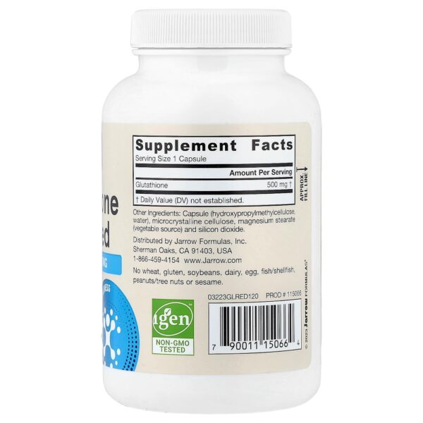 Jarrow Formulas - Glutationa Reduzida Vegana 500 mg 120 Cápsulas Vegetais