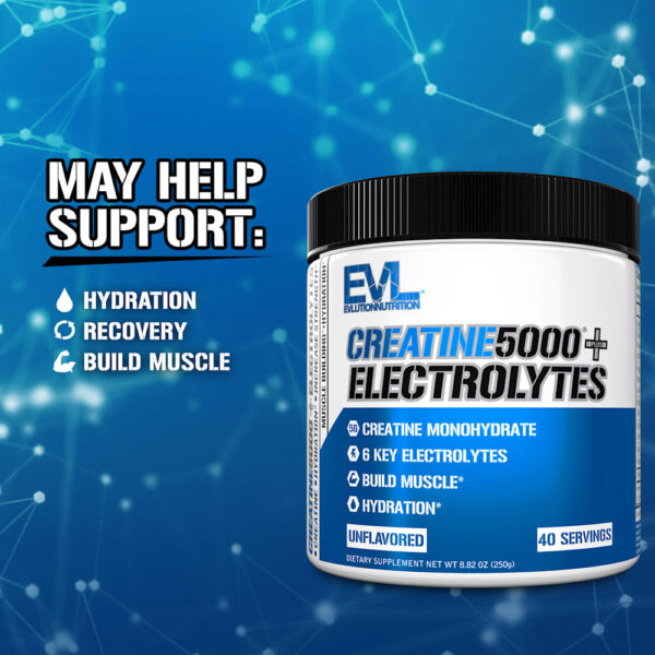 EVLution Nutrition - Creatine5000 com Eletrólitos Sem Sabor 250 g