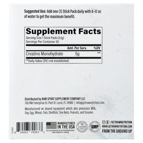 Raw Nutrition - Essentials Creatina Mono-Hidratada Sem Sabor 30 Embalagens 5 g Cada