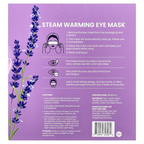 Body Restore - Máscara para a Área dos Olhos a Vapor Lavanda Pacote com 5