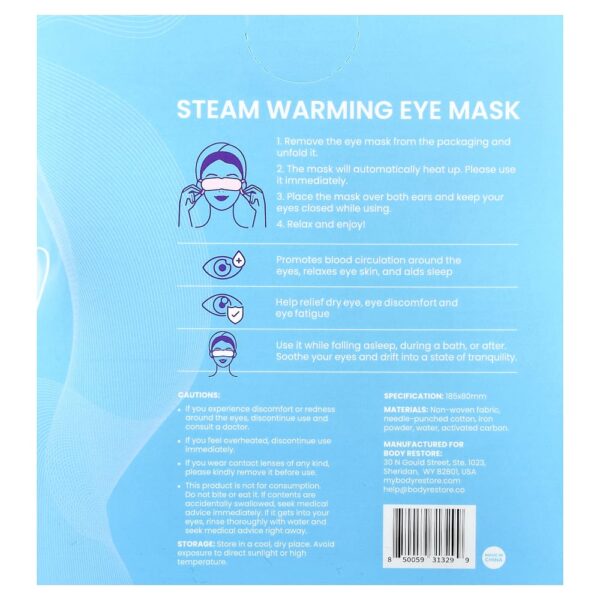 Body Restore - Máscara para a Área dos Olhos a Vapor Sem Perfume Pacote com 5